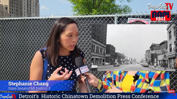 Senator Chang press conference about continued destruction of Detroits historic Chinatown district